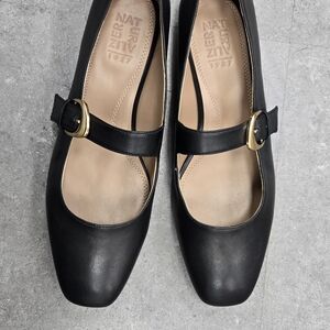 Naturalizer Black Leather Mary Jane Flats